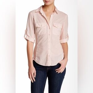 James Perse CONTRAST RIBBED SURPLUS SHIRT NWOT